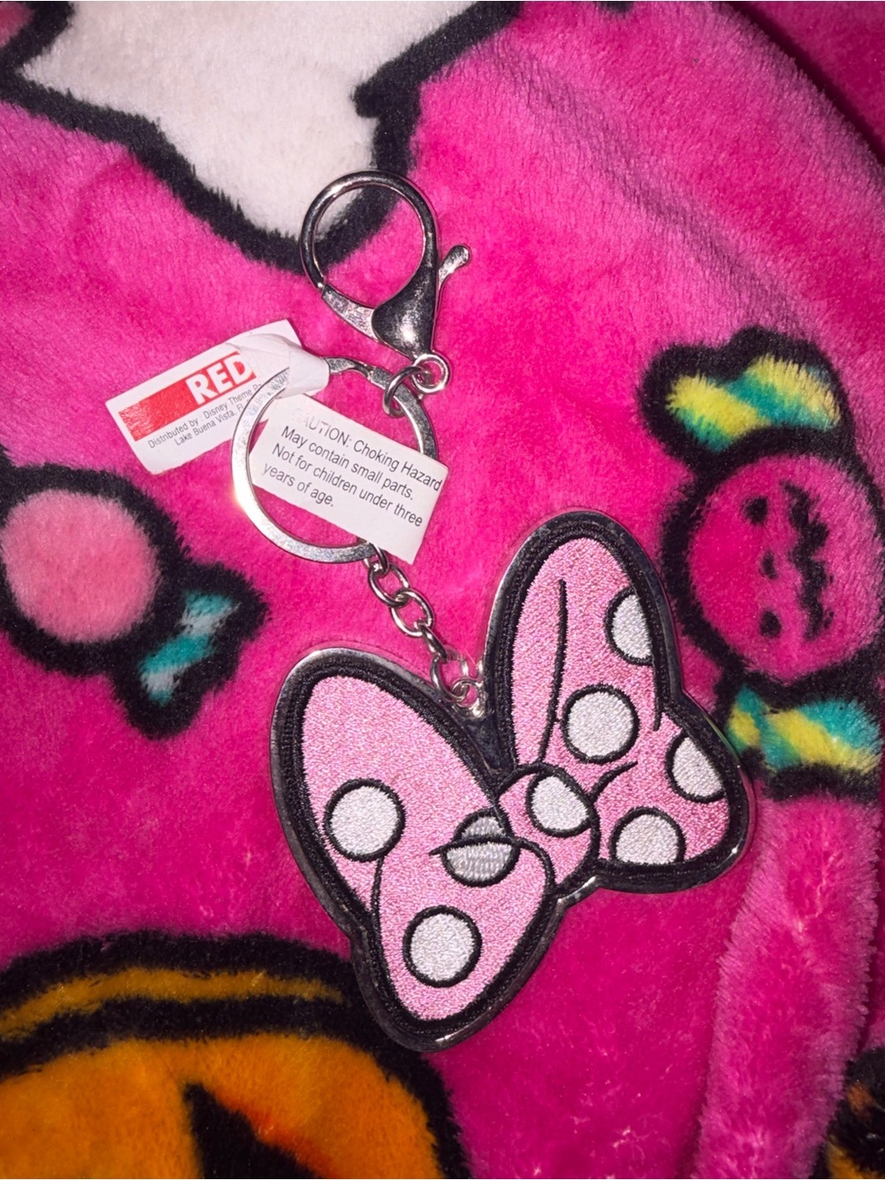 Disney Parks Pink Polka Dot Bow Keychain bag Charm NWT